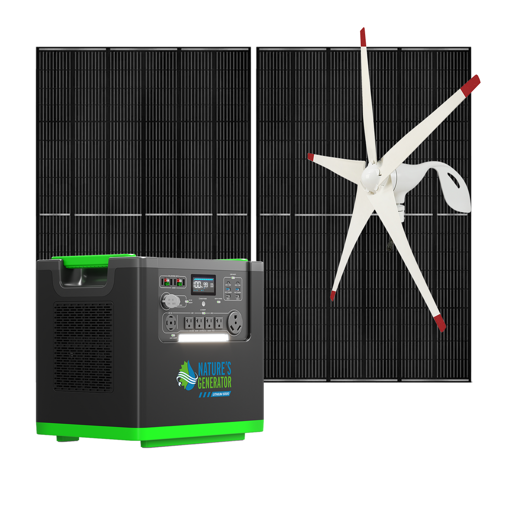 Nature's Generator Lithium 6000 with Solar Panels and Wind Turbine